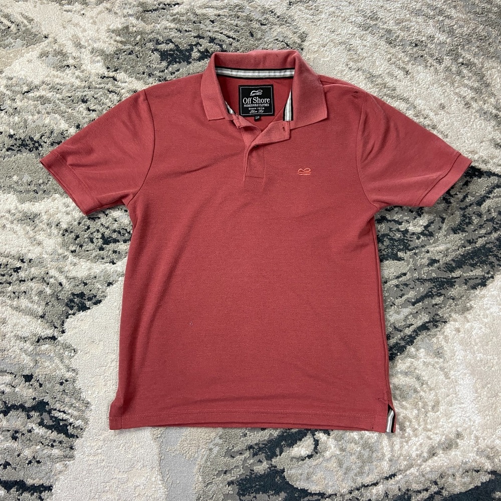 Off Shore Slim Fit Polo‎ Shirt Mens S Red Cotton Embroidered Logo Performance